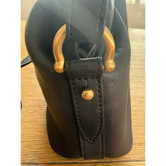 Brahmin Black Leather Crossbody with gold hardware and zipper closure - Picture 9 of 16
